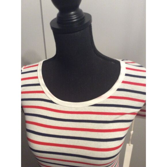 New NWT Caslon Patriotic Red White Blue Striped Tee Shirt Small Cotton - Picture 2 of 4